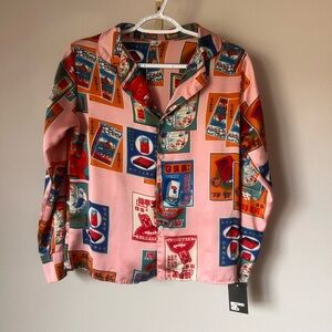 Silky Graphic Button-Up Shirt